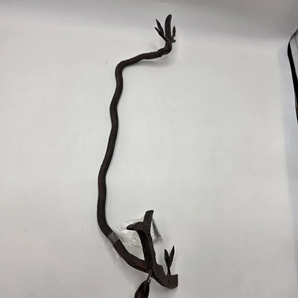 Cast Iron Tree Branch Towel Rack Leaf Accents Rustic Cabin Nature Wall Mount Bar